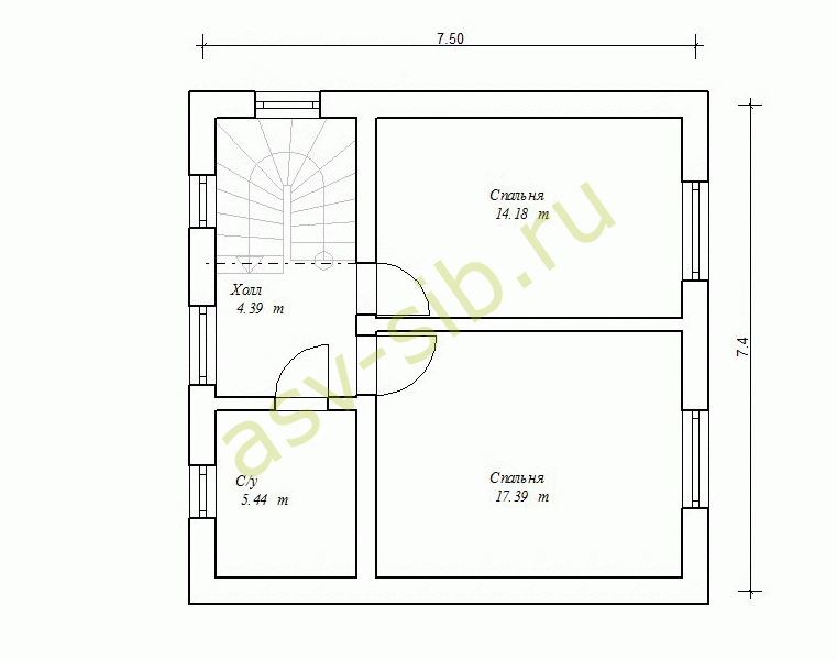 Классический дом из бетона по проекту П-88: планировка второго этажа